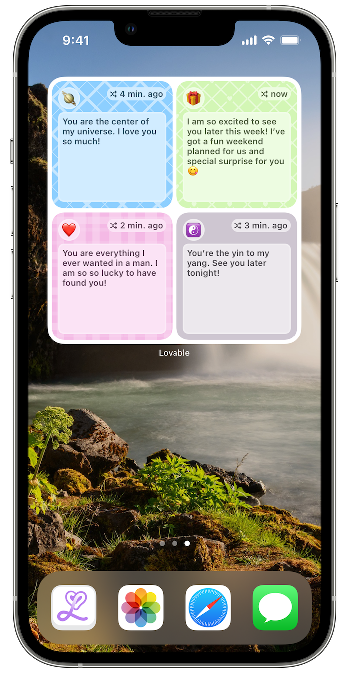 Lovable notes widget on homescreen
